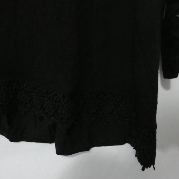 GEORGE | 1X | Classic Black Long Sleeve Top | Scoop Neck | Lace Bottom Trim - Picture 9 of 16
